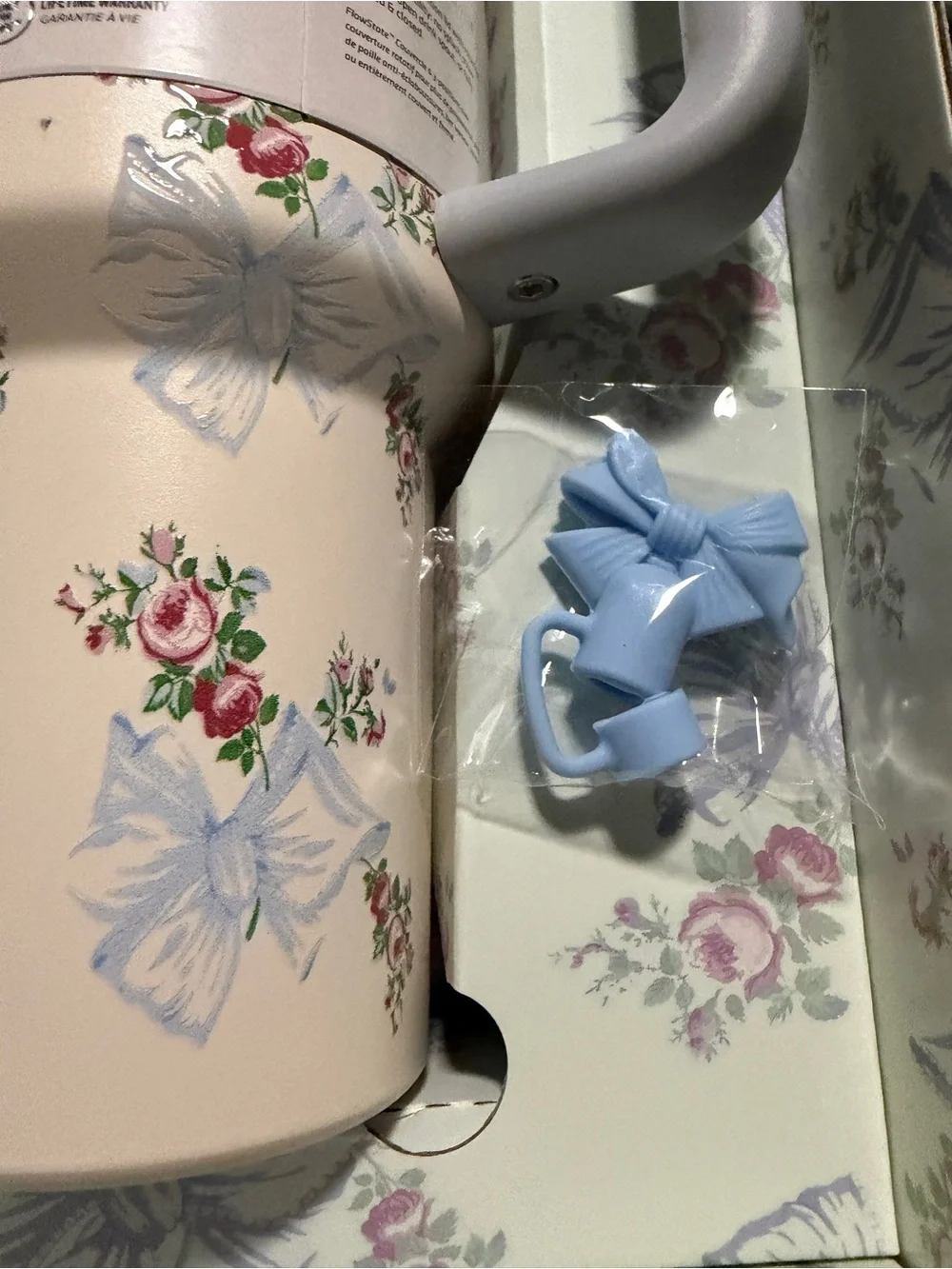 Stanley x LoveShack Floral Vacuum Tumbler with Blue Velvet Pouch